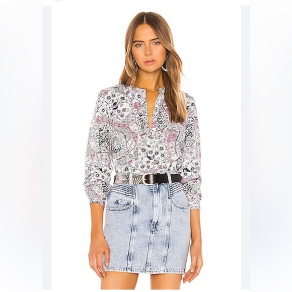 Isabel Marant Etoile- Maria cotton mousseline Blouse - 2 (FR 34) pink/ ecru - Picture 1 of 11